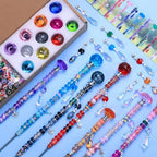 AIPRIDY DIY Crystal Beaded Fairy Wand Garden Stakes Kit, Colorful Decorative Wands with Assembly Guide, 12 or 10 Inch Threaded Rods,Outdoor Garden Decoration Set (390, Rainbow+Mixed Top) - Image 3