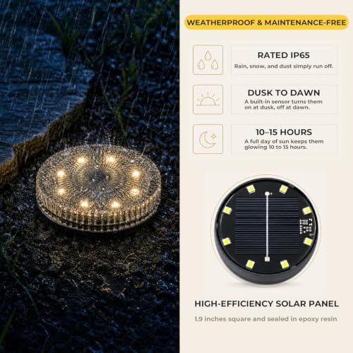 Real Glass Solar Ground Lights, Stake or Wall Mount 2-in-1, 4 Pack - Image 6