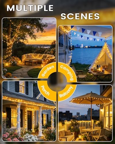 OZS 6 Pack 480 LED Solar String Lights Outdoor Waterproof, Warm White - Image 6