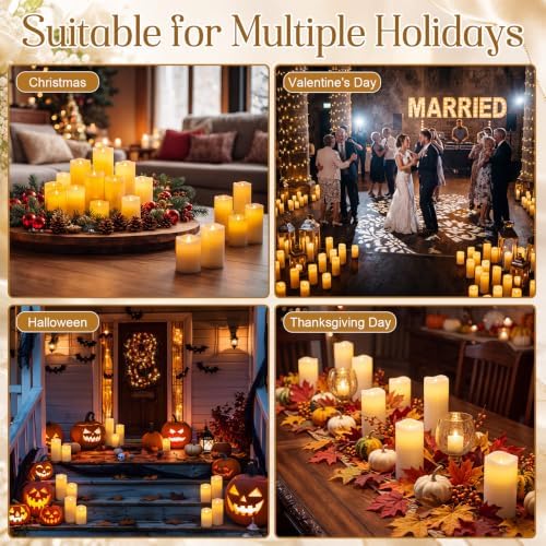 Retisee 100 Pack Waterproof Flameless Candles with Remote Timer LED Battery Operated Candles Long Lasting (H 4" 5" 6"7" x D 2.2") for Halloween Wedding Christmas Festival Home Fireplace Outdoor Indoor - Image 7