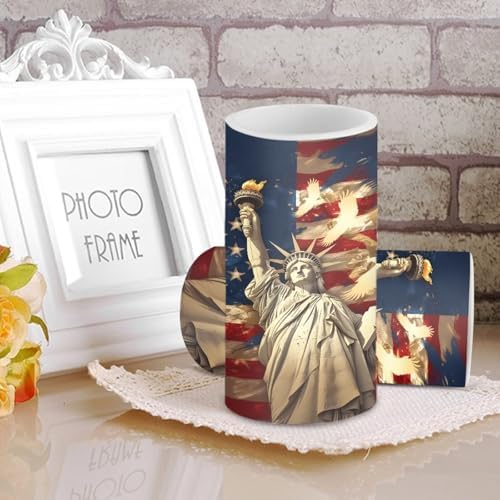 American Flag Flameless Candles The Stars and Stripes Battery Operated LED Candles with Color Changing Timer Remote Control Plastic Pillar Lights for Party Holiday Decor - Image 2