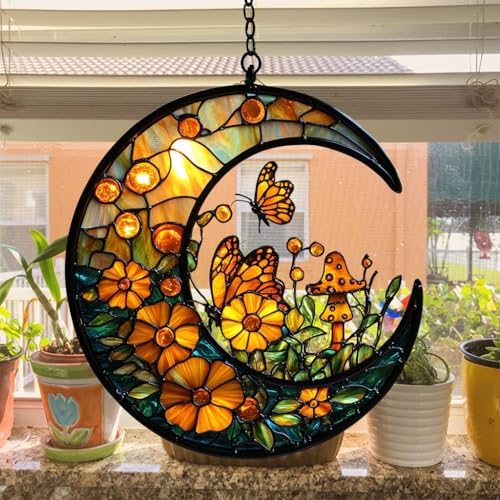 Floral Cresent Moon Acrylic Suncatcher - Image 4