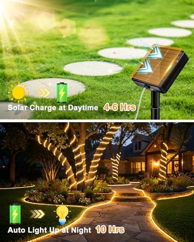 btfarm Solar Rope Lights, 120LED 46FT String Lights Outdoor Waterproof - Image 2
