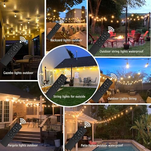 150FT String Lights for Outside Remote Controlled Waterproof with 48pcs Replaceable S14 Warm Bulbs for Patio, Gazebo, Pergola, Backyard Bistro Lights, 2200K, Linkable, 1-Pack - Image 5