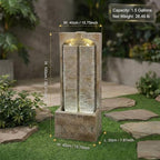 39.37''H Outdoor Water Fountain with Pump, Modern Cascading Freestanding Wall Fountain, Weather-Resistant Garden Water Feature with LED Lights, Outdoor Waterfall Fountains for Patio Porch Law, Brown - Image 2