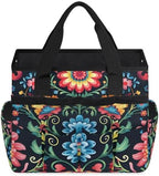Mexican Flowers Garden Tool Bag, Garden Tote Storage Bag with 10 Pockets, Indoor and Outdoor Colorful Mexican Gardening Tool Organizer for Women Men - Image 2