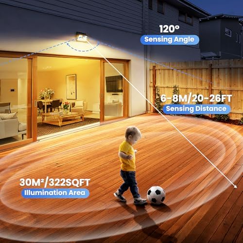 [10 Packs] Solar Motion Sensor Outdoor Lights, Super Bright Solar Lights Outdoor Waterproof, 3 Lighting Modes Security Wall Light for Outside Walking Dog Fence Backyard Deck Garden Door Step Garage - Image 7