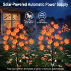 JUSTUP 2PCS Solar Halloween Flower Shaped Ground Lights, IP44 Waterproof LED Mood Lighting with Three Lighting Modes, Outdoor Garden Lawn Decor for Courtyards & Halloween Parties (Yellow Maple Leaf) - Image 2
