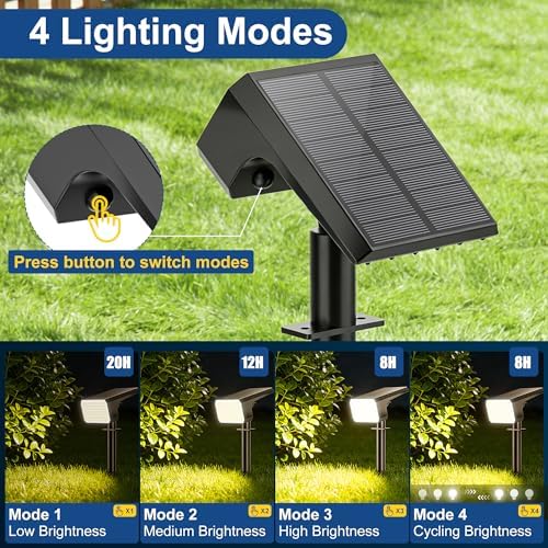 LANSOW Solar Spot Lights Outdoor Waterproof IP65, (8 Pack/90 LED/4 Modes) Solar Landscape Spotlights, 2-in-1 Solar Powered Flood Lights for Yard Garden Pathway Outside Tree, Auto ON/Off(Warm White) - Image 3