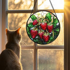 Strawberry Stained Glass Window Hanging Suncatcher Gifts for Women 9.8" - Image 3