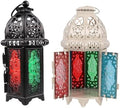 2pcs Iron Glass Candle Lantern Set, Decorative Holder Moroccan Style by ARTIBETTER