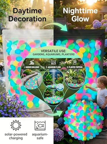 Colorful Glow in the Dark Garden Stones,Luminous Pebbles Glowing Rocks for Outdoor Landscaping,Night Guide Stepping Stones Decor Walkway,Yard,Patio,Lawn,Fish Tank,Aquarium,Planter (#2,1cm 1000pcs) - Image 3
