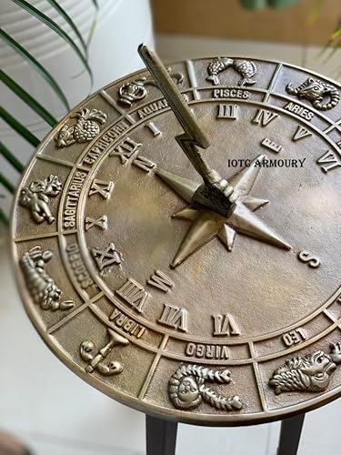Brass Zodiac Signs Constellations Sundial -12'' Dia Home & Garden Decor Gift - Image 4
