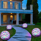 Solar Garden Lights, 4 Pack 120 LED Multicolor Cracked Glass Solar Outdoor Lights Decorative, Upgraded Waterproof Ball Lights for Yard Pathway Patio Lawn Christmas Outside Decor, 3.94 by Keevvon