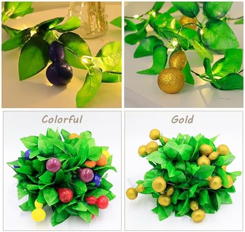 CAKERS Artificial Gourd Vine String Lights|Festive Party Decor Simulation Plants Vine Lights|Faux Rattan Fairy Lights for Party Bedroom Patio,Gold,5m(16.4ft)-50LED-Solar - Image 6