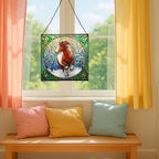 Brown White Icelandic Horse cantering through winter orchard Square Suncatcher–Stained Glass Style Window Panel with Pastoral Scene, Custom Decorative Hanging Art for Equestrian Home, Christmas BfBVSD - Image 4