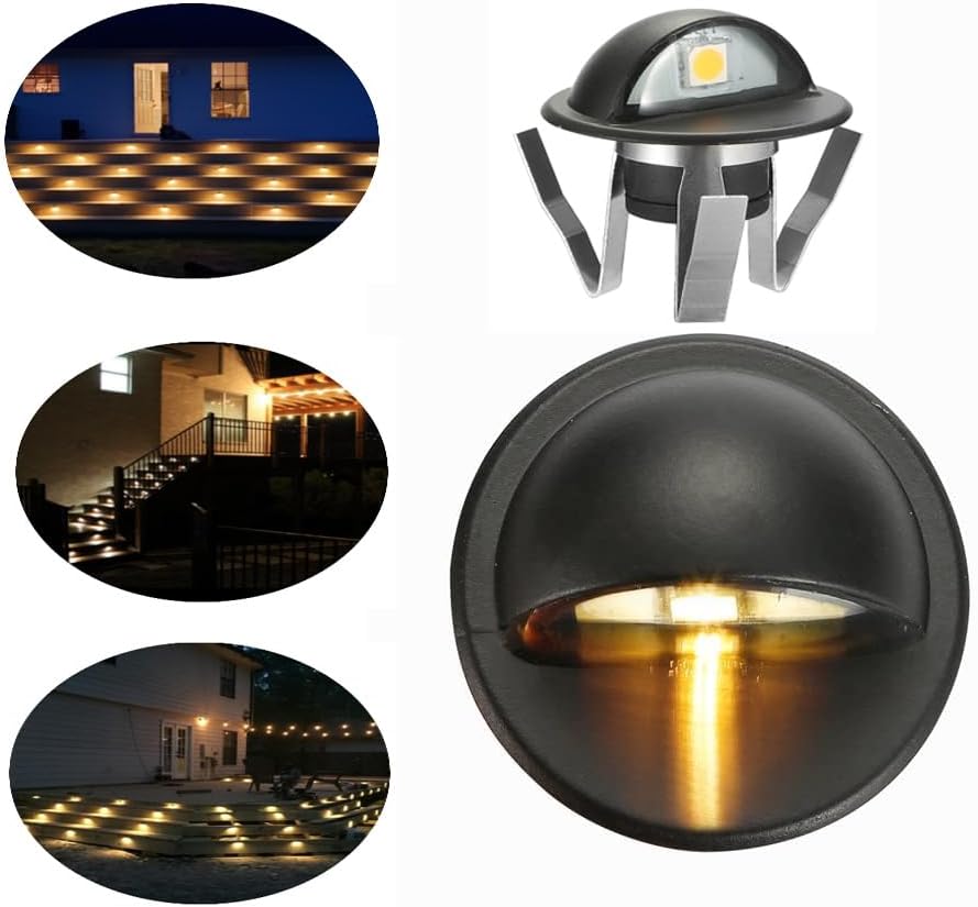 FVTLED Pack of 20 Warm White Low Voltage LED Deck Lights kit Φ1.38 Outdoor Garden Yard Decoration Lamp Recessed Landscape Pathway Step Stair Warm White LED Lighting, Black - Image 3