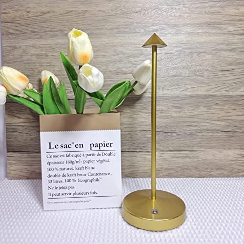 2 PACK Cordless Lamps,Battery Rechargeable Table Lamp,Portable Lamps,2 Level Brightness Dimmable Night Light,Minimalist Design,Cordless Table Lamps for Living Room/Restaurant/Couple Dinner(Gold) - Image 2