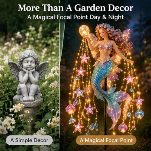 Enchanted Flower Fairy Solar Garden Light, Outdoor Figurine Statue with LED - Image 5