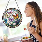 Colorful Butterfly Stained Glass Window Hanging Suncatcher Gifts 9.8" - Image 5