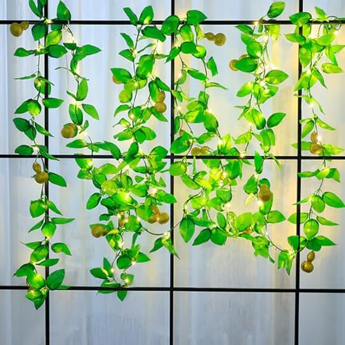 CAKERS Artificial Gourd Vine String Lights|Festive Party Decor Simulation Plants Vine Lights|Faux Rattan Fairy Lights for Party Bedroom Patio,Gold,5m(16.4ft)-50LED-Solar - Image 3