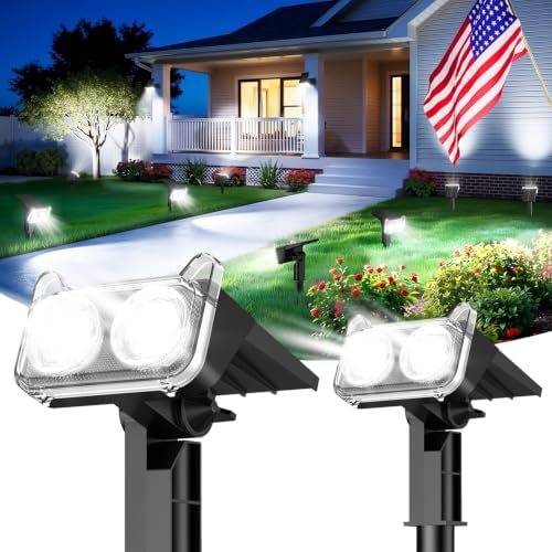 LETMY Solar Lights Outdoor Waterproof IP65, Solar Spot Lights Outdoor With 14 Big LEDs, 2-in-1 Wall Lights & 2 Modes Solar Powered Landscape Spotlights for Garage Pathway Yard Decor Garden Gift 2 Pack by Letmy