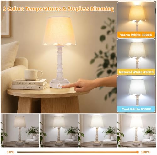 ShineTech 14" Small Table Lamps for Bedroom Rechargeable Cordless, Set of 2 - Image 2