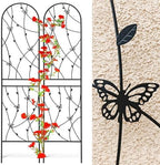 6 Pack Metal Garden Trellis 86.7" Tall Outdoor Climbing Plant Support for Roses, Flowers, Rustproof Durable Black Galvanized Tube, Lawn Garden Fence Decor Screen, 86.7" H - Image 3