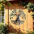 Tree Of Life Metal Wall Art Round Plaque Rustic Steel Decor For Living Room Bedroom Or Garden Porch Elegant Nature Inspired Silhouette Hanging Ornament (16 INCH) - Image 4