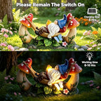 Solar Gnome Garden Statue with Mushroom and Butterfly Lights Outdoors, Waterproof Garden Decor for Yard Lawn Balcony, Cute Gnome Figurine for Outdoor Patio Decor, Ideal Gift for Garden Lovers - Image 5
