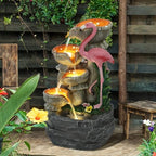 Grepatio Outdoor Water Fountain, 5 Tier Garden Waterfalls with 5 LED Lights, Modern Indoor/Outdoor Floor Standing Water Fountain with Pump for Garden, Patio, House Decor by Takesyoutohaveawonderfullife