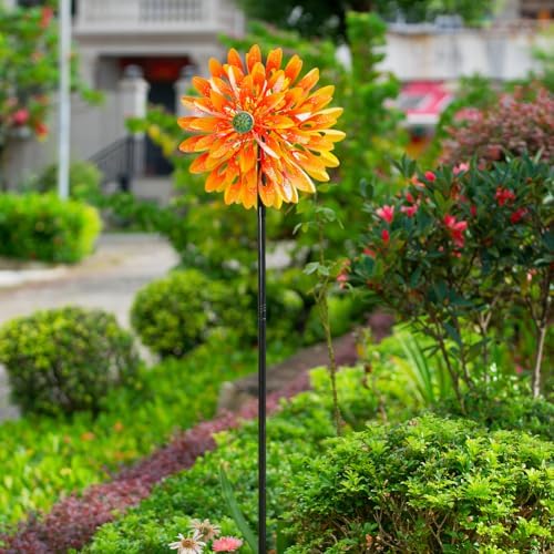 VEWOGARDEN Sunflower Wind Spinner with 6 Blades, Metal Kinetic Wind Spinners Outdoor for Yard, Garden, Lawn Decorations - Image 2
