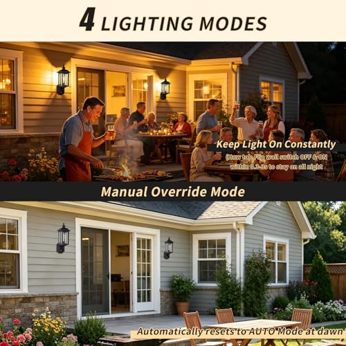 JYO 16" Motion Sensor Outdoor Wall Light Fixtures, Outdoor Wall Sconce with Seeded Glass & E26 Socket Matte Black Wall Mount Exterior Waterproof Wall Lantern for House Front Door Garage (01-BK-MA) - Image 3