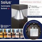 Solus Square Tunable LED Bollard – Switchable Wattage (12W–22W), 1600–3000 Lumens – Adjustable CCT 3000K/4000K/5000K – Black or Bronze – ETL Listed Path Light (Bronze, Square / 4 Pack) - Image 3