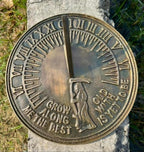 Solid Brass Father Time Sundial with Verdigris Highlights - Antique Garden Sundial Clock with Grow Old Along with Me Quote - Image 2