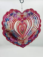 Shwing 12 Inch Wind Spinner Heart Floral Hanging Decor Romantic Valentine Metal Ornament Double Sided Outdoor Kinetic Garden Art 3D Wind Spinner for Patio Porch Balcony Backyard Tree Decoration - Image 3