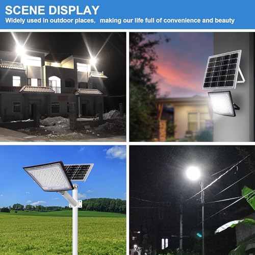 100W LED Solar Flood Lights, 10000MAH Flood Light Outdoor IP66 Waterproof with Remote Control Security Lighting for Parking Lot, Yard, Garden, Swimming Pool, Pathway - Image 4