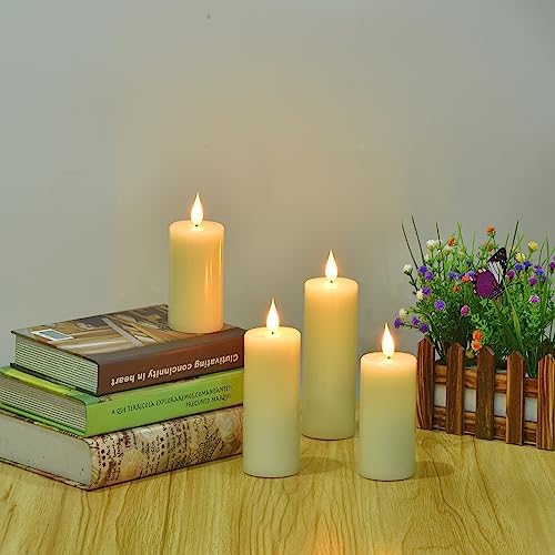 Flameless Flickering Battery OperatedPillar Candles 9PACK Ivory - Image 2
