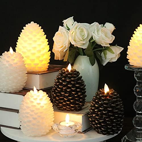 Wondise Pine Cone Flickering Flameless Candles with Remote and Timer - Image 4