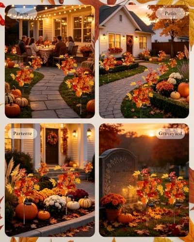 2 Pack Fall Solar Lights Outdoor Decorative, Maple Tree Solar Fall Decor - Image 5