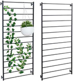 MyGift 4 Foot Tall Modern Matte Black Metal Wall Mounted Horizontal Bars Trellis, Outdoor Hanging Support Frame for Climbing Garden Plants and Crawling Vines, Set of 2 by MyGiftHome