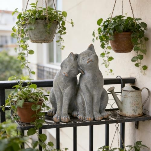 Cat Garden Statues Outdoor Cat-Figurines - Garden Decorations 8.5 x 8 x 10.5 in Resin Kitten Couple Sculpture Cats Statue for Farmhouse Outside Backyard Lawn Gift for Kitten Lovers Newman House Studio - Image 4