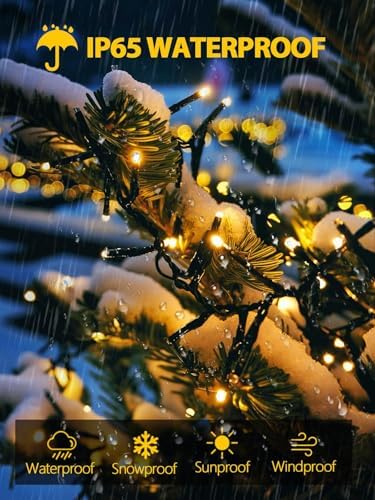 Solar String Lights Outdoor 2 Pack 400 LED 132FT Christmas Light Warm White - Image 5
