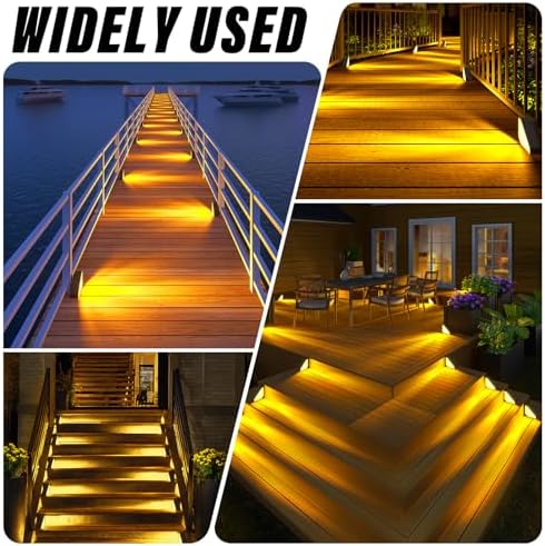 ROSHWEY Solar Stair Lights Outdoor Waterproof, 16 Pack Step Lights for Outside, Triangle Solar Powered Step Light for Deck, Front Porch, Backyard, Patio Decor, Warm White - Image 2