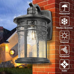 Darkaway Large Outdoor Porch Lights Wall Mount, 15inch Outdoor Light Fixtures Sconces Wall Lighting with Seeded Glass Exterior Lights for Patio Yard House Hallway Doorway Garage(Large, Black) - Image 2