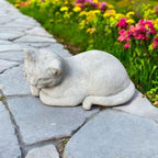 Curious Cat Figure Concrete Laying Kitten Figurine Outdoor Garden Art Watching Kitten Statuary THR Thinker Cat - Image 3