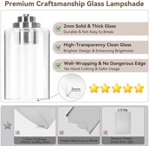 VerRon 5-Light Bathroom Light Fixtures, 31" Brushed Nickel Vanity Lights - Image 3
