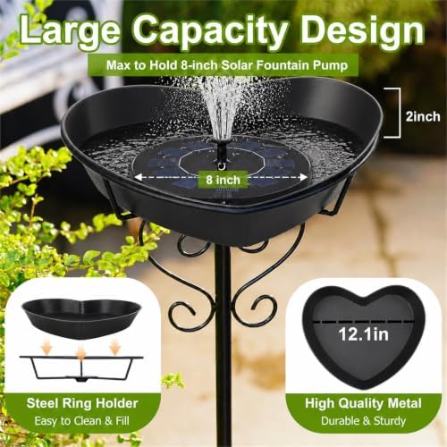 35In Metal Heart-Shaped Bird Bath, Vintage 12.1"D 2.17" Deep Romance Bowl - Image 2