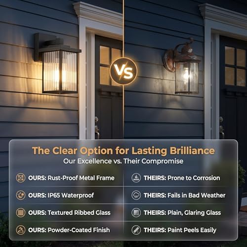 2 Pack Matte Black Porch Light, Rust-Resistant Outdoor Wall Light - Image 3