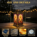 Solar Lantern Outdoor Waterproof Stained Glass effect Sunflower Artwork Radiant Sunburst Vibrant Colors Garden Decor LED Hanging Solar Lights Tabletop Lamp Gifts for Women Mom Outside Yard Patio Porch - Image 2